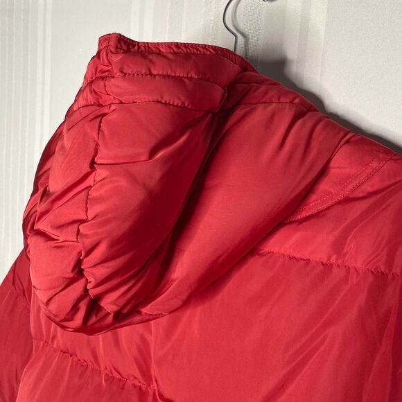 Rebecca Minkoff Zayne Quilted Puffer Down Jacket Red Large Hooded Long Sleeve - Picture 6 of 10